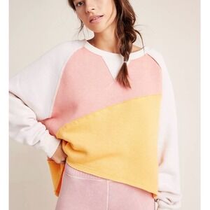 Free People Movement Colorblock Oversized Sweatshirt Pullover Orange Rust Medium